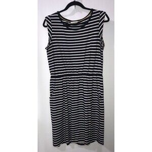 BODEN Amelie Striped Jersey Dress Size 8R Navy Blue White Nautical Striped WH981